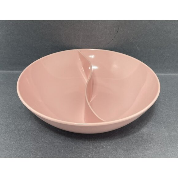 Vintage Windsor MELMAC Round Pink Divided Serving Bowl 9 Inch Diameter - Picture 2 of 5